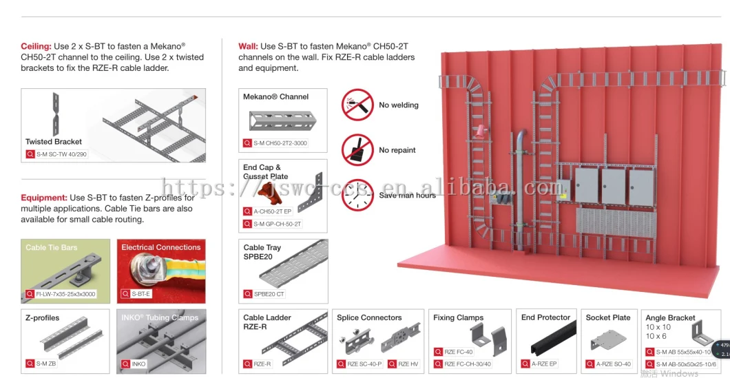 Heavy Duty Perforated Hot Dipped Galvanized Ladder Type Cable Ladder