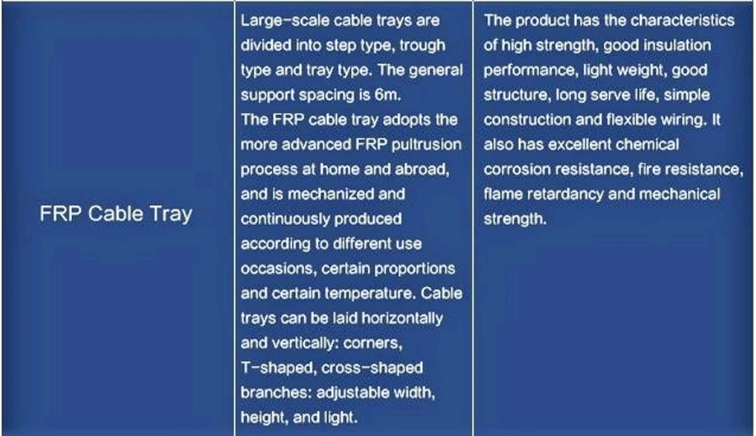 Cost-Effective Solvent Resistant FRP Plastic U Channel Cable Tray